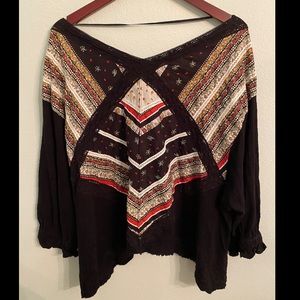 Free People Prairie Days Embroidered Top